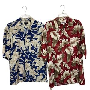 Campia Moda & Reunion Men Hawaiian Print Shirts XL Button Short Sleeve Lot Of 2